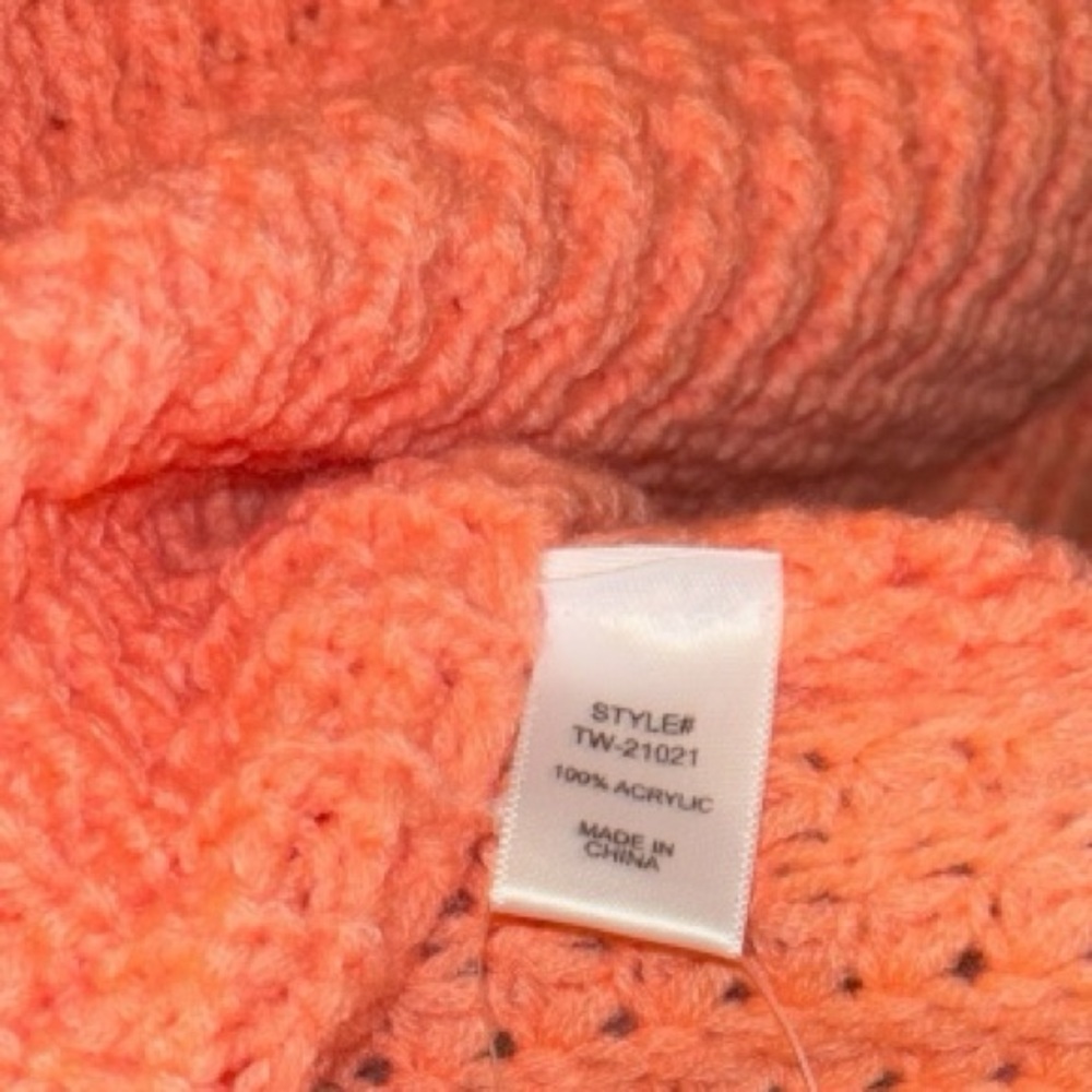 Zenana Turtleneck Waffle Crossover Button Sweater, P2P:20.5”, L:28”, NWT-Coral - Picture 15 of 16